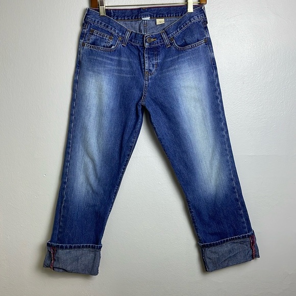 Abercrombie&Fitch Y2K Cropped Rolled Hem Jeans Size 4 Button Fly Mid Rise - Picture 1 of 14